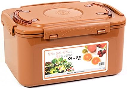 Image of E-Jen Premium Kimchi, Sauerkraut Container Probiotic Fermentation with Inner Vacuum Lid (Earthenware Brown, 2.9 gal/11L)