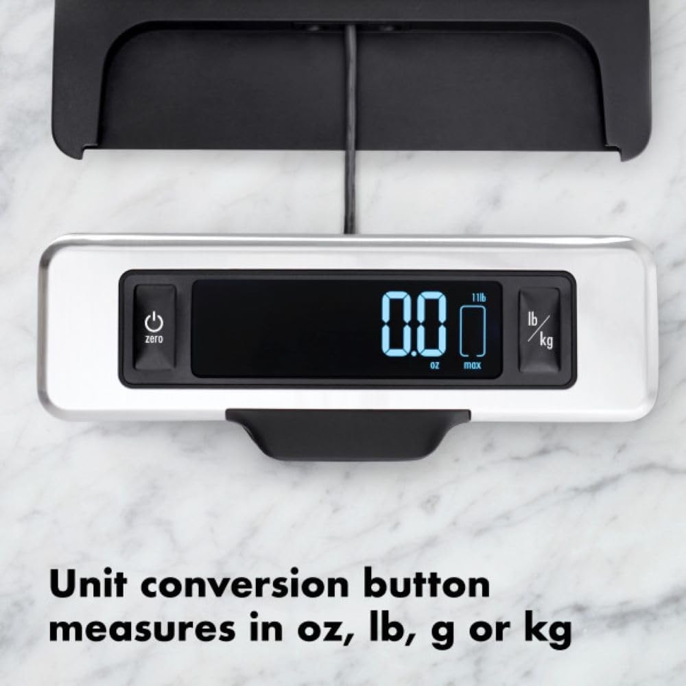 OXO Good Grips 11-Pound Stainless Steel Food Scale with Pull-Out Display - image from Amazon 4