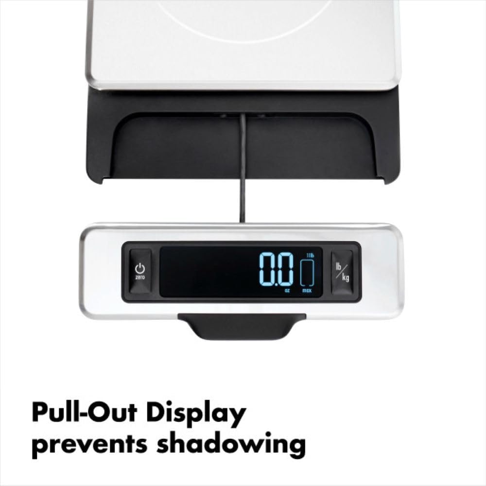 OXO Good Grips 11-Pound Stainless Steel Food Scale with Pull-Out Display - image from Amazon 3