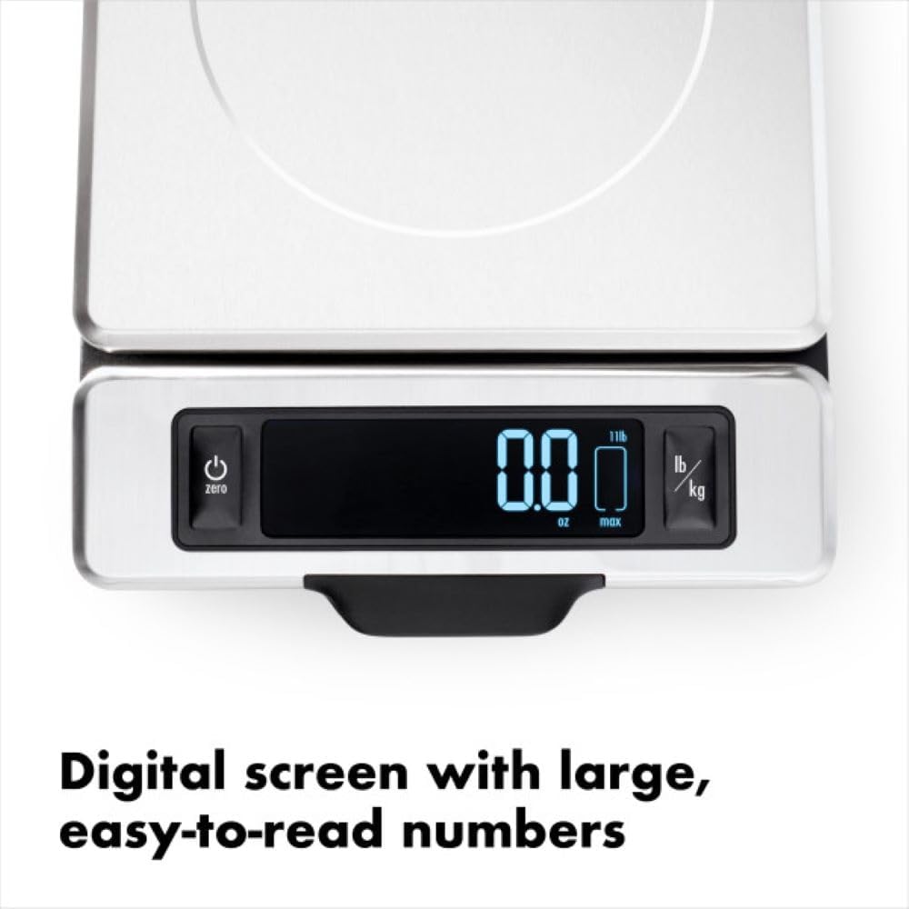 OXO Good Grips 11-Pound Stainless Steel Food Scale with Pull-Out Display - image from Amazon 2