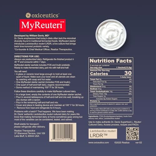 MyReuteri Complete Starter Culture (LRDR + FOS/Inulin) — Makes 6 Quarts - image from Amazon 2