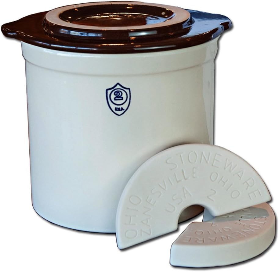 Image of Ohio Stoneware 2-Gallon (~7.5L) Fermentation Crock Kit – Made in USA