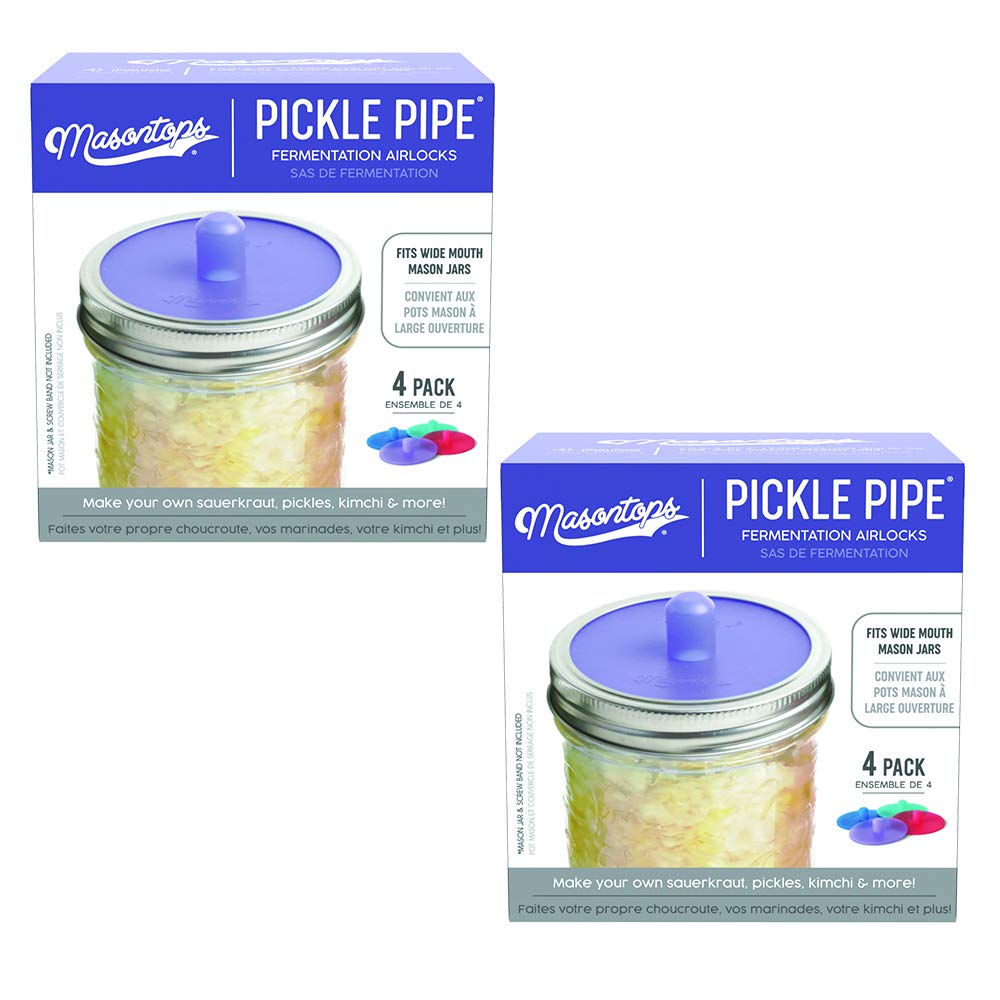 Image of Masontops Pickle Pipes – Wide Mouth Mason Jar Fermenting Lids (8-Pack)