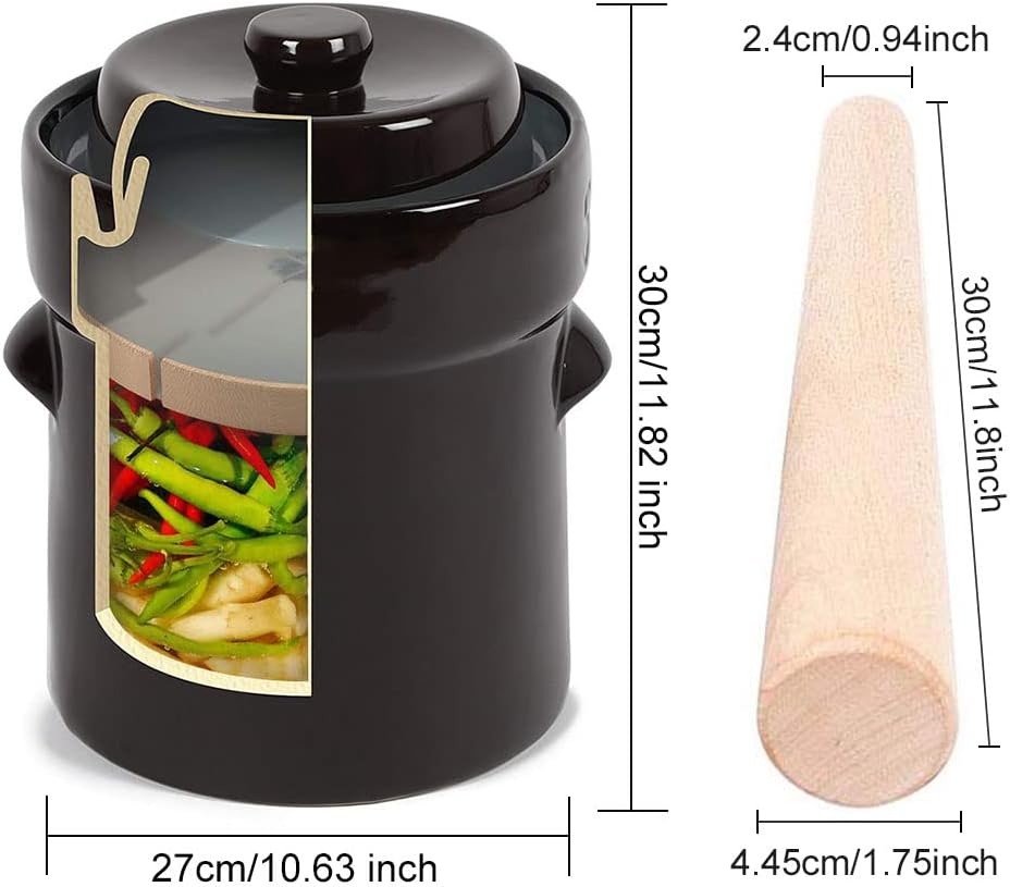 Seeutek Fermentation Crock Jar 5L – Stoneware Pot with Weights, Lid & Pickle Tamper - image from Amazon 4