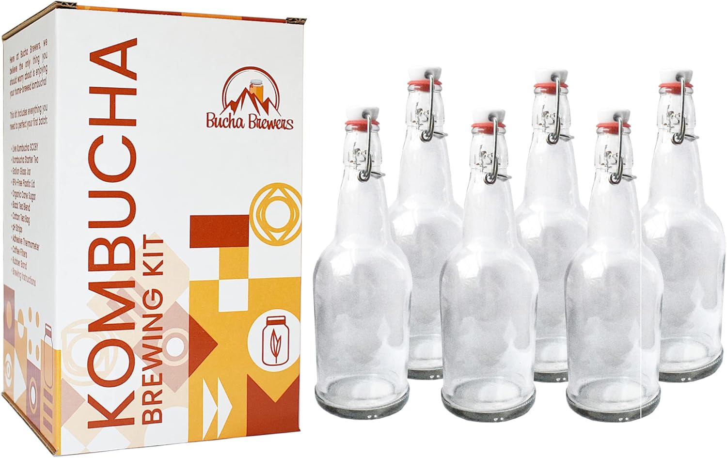 Deluxe Kombucha Starter Kit with Kombucha SCOBY & Starter Tea, Full Kombucha Kit + 6 Bottles (Clear) - image from Amazon 2