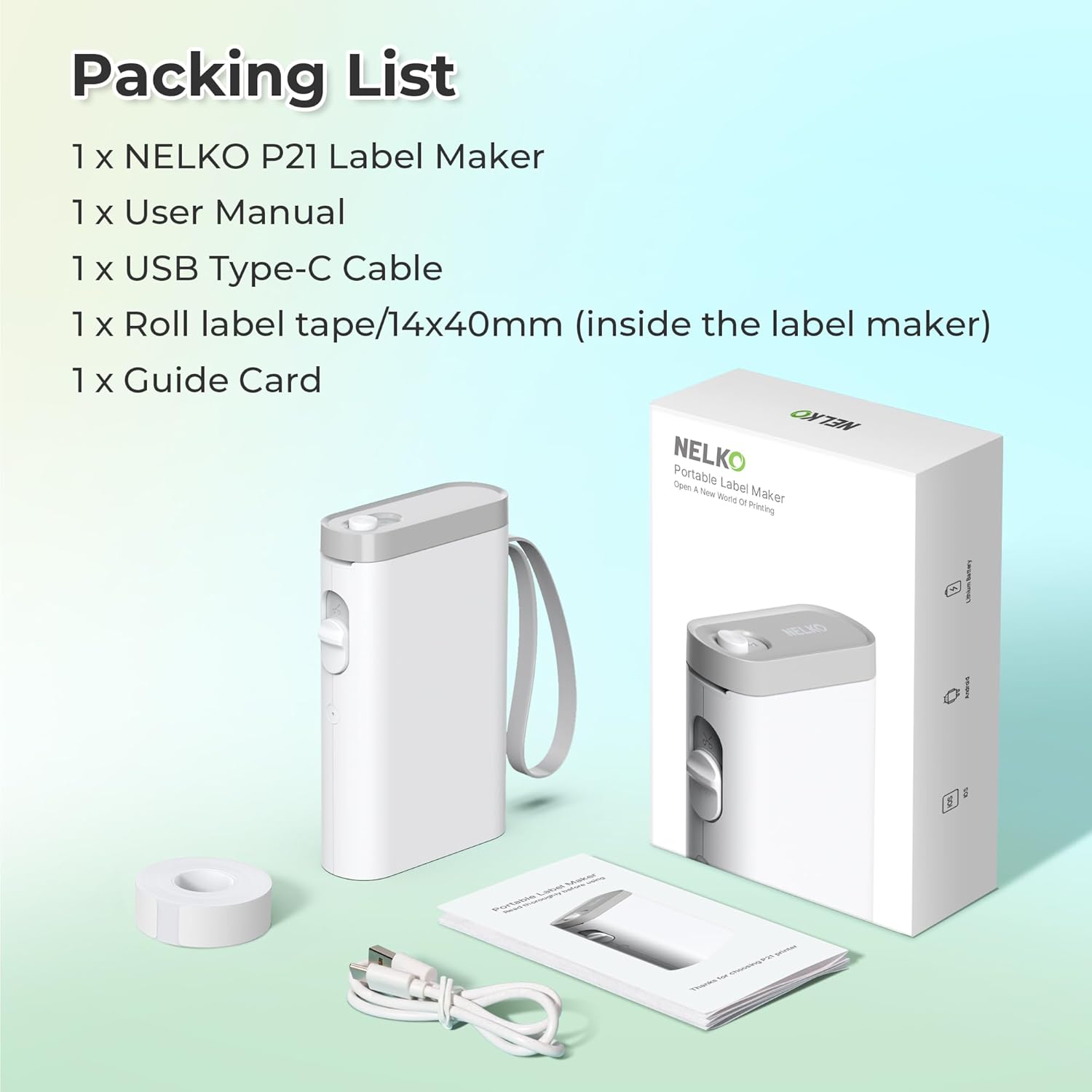 Nelko Label Maker Machine with Tape, P21 Bluetooth Label Printer - image from Amazon 7