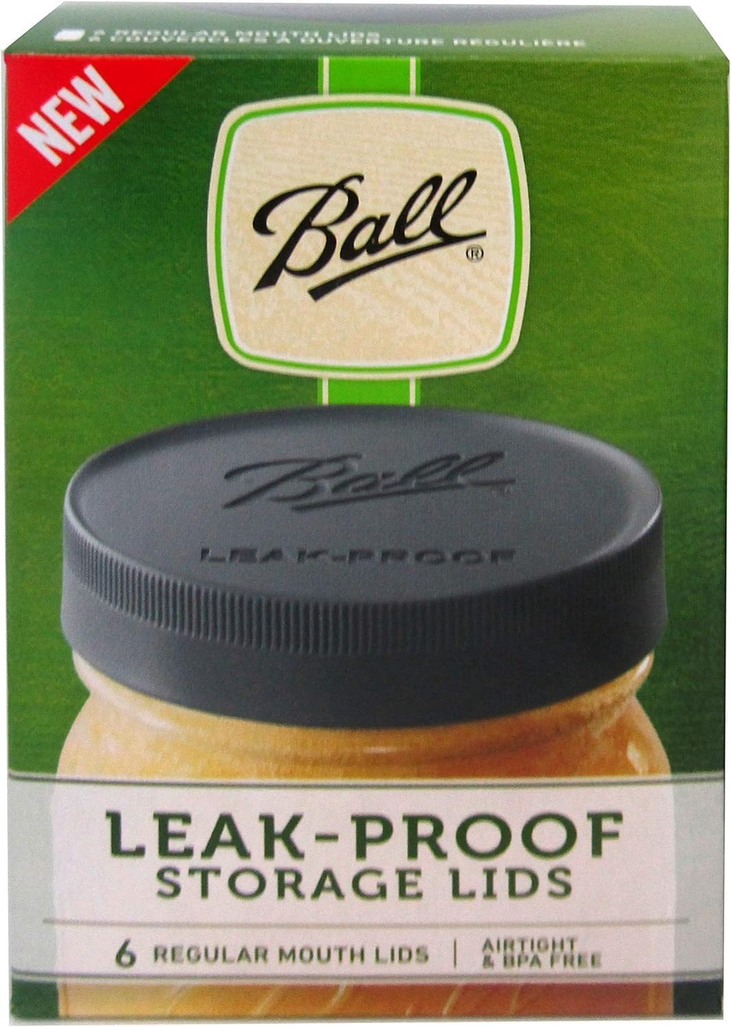 Image of Ball Leak-Proof Plastic Lids for Regular Mouth Mason Jars (6-Pack)