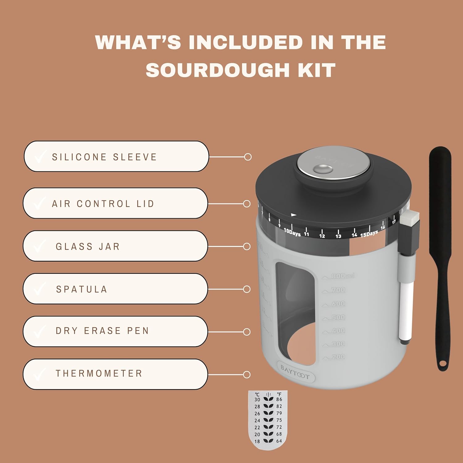 Baytoot Wide Mouth Sourdough Jar Starter Kit – 33 oz (Grey) - image from Amazon 4