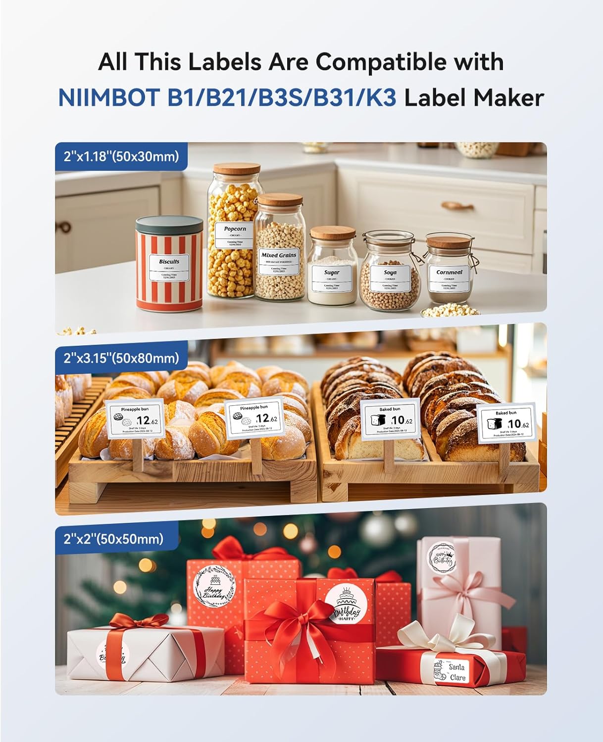 NIIMBOT B1 Label Maker Machine with 3 Rolls of Label Tape - image from Amazon 2