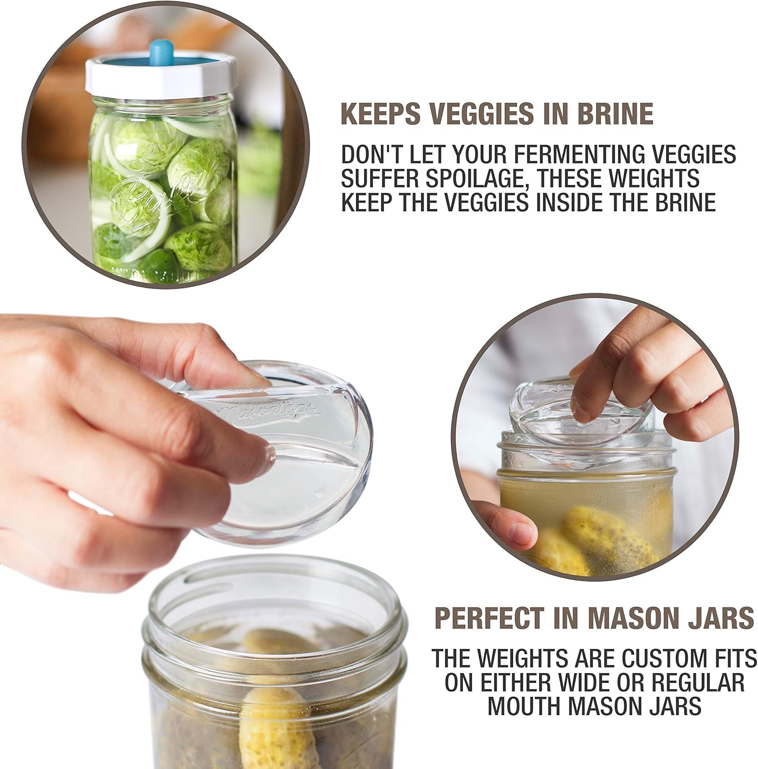 Masontops Pickle Pebbles – Glass Weights for Wide Mouth Mason Jar Fermentation (4-Pack) - image from Amazon 3