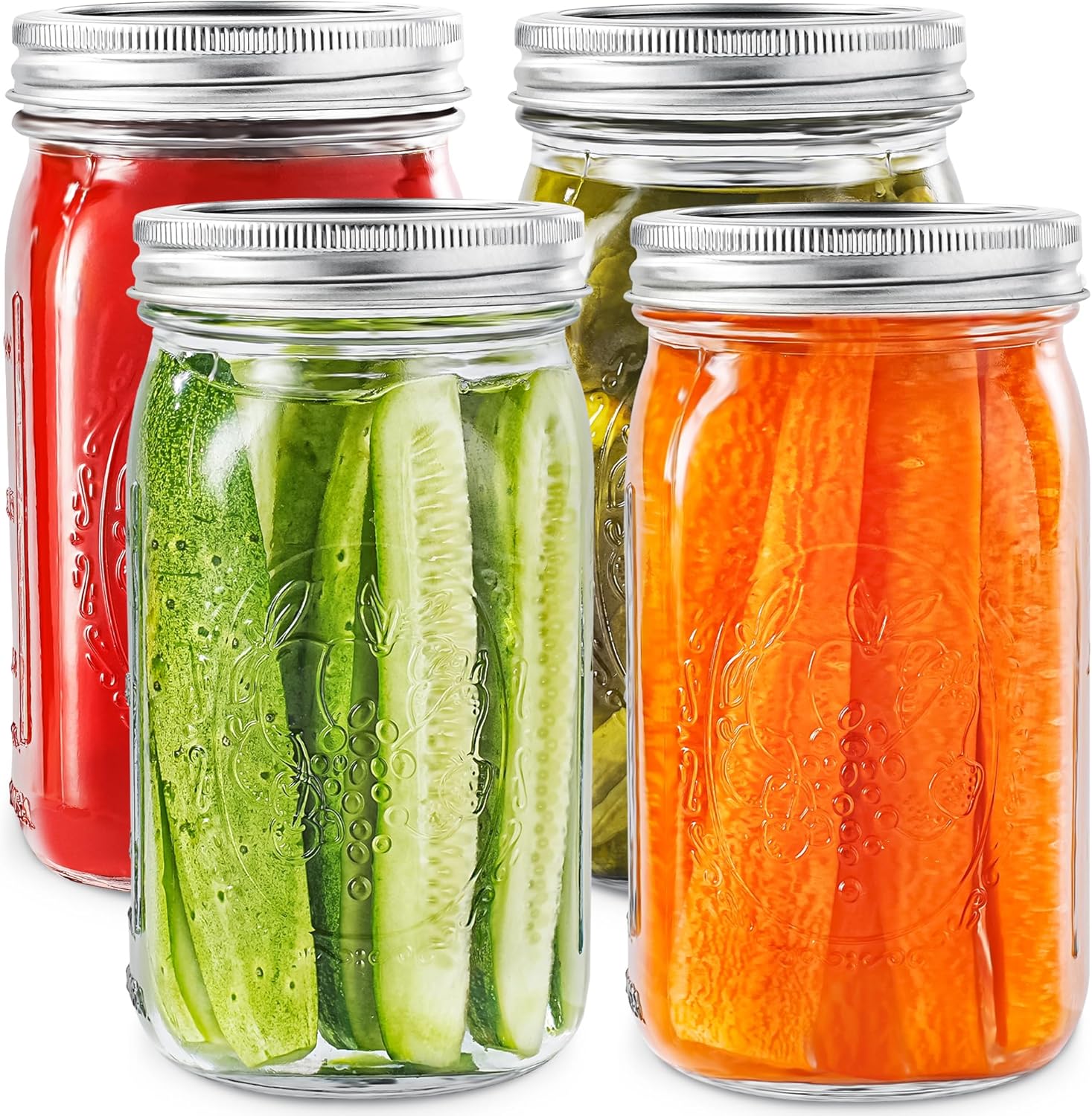 Image of Wide Mouth Mason Jars 32 oz (4-Pack) by Miuyhji