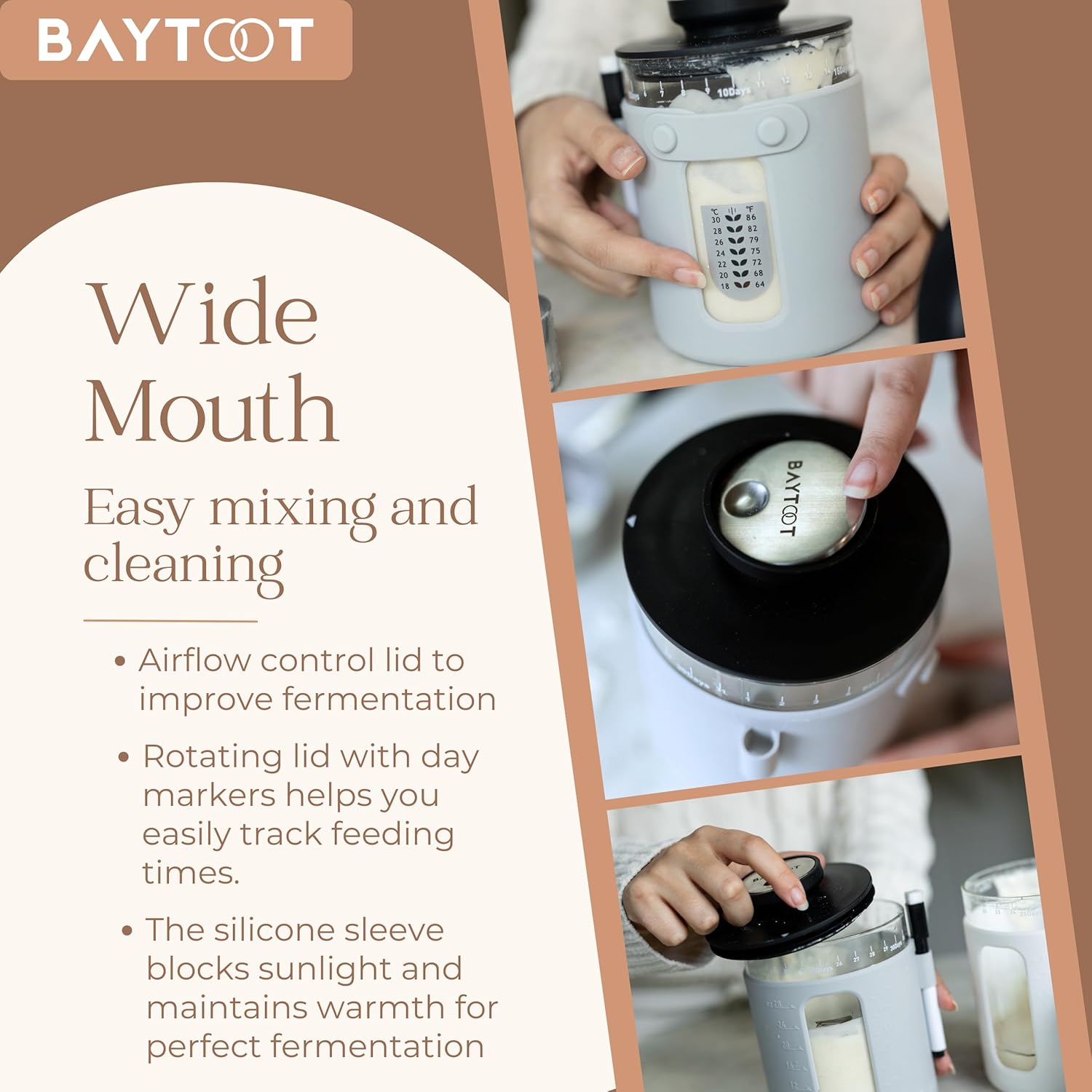 Baytoot Wide Mouth Sourdough Jar Starter Kit – 33 oz (Grey) - image from Amazon 5