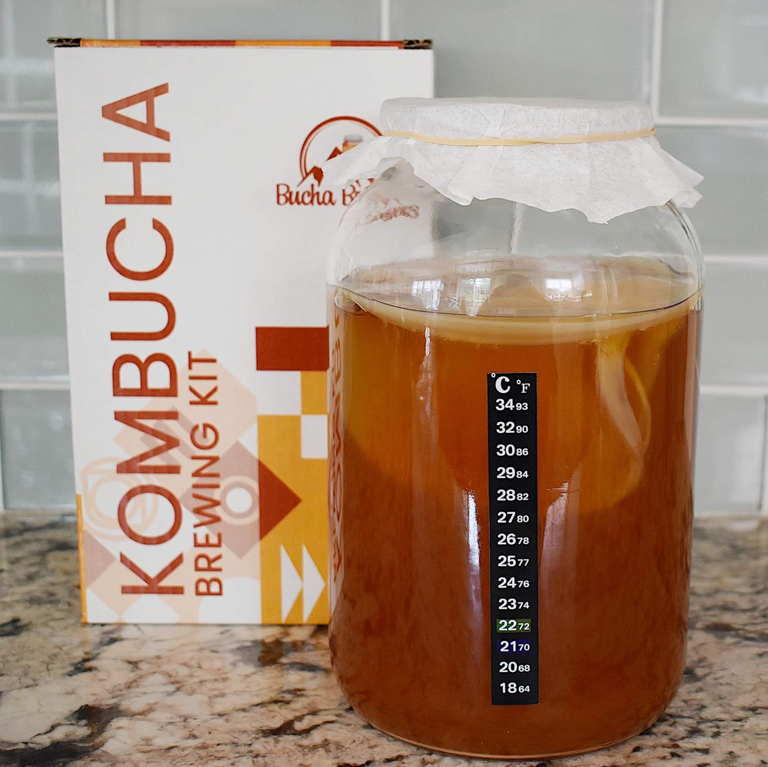 Deluxe Kombucha Starter Kit with Kombucha SCOBY & Starter Tea, Full Kombucha Kit + 6 Bottles (Clear) - image from Amazon 4