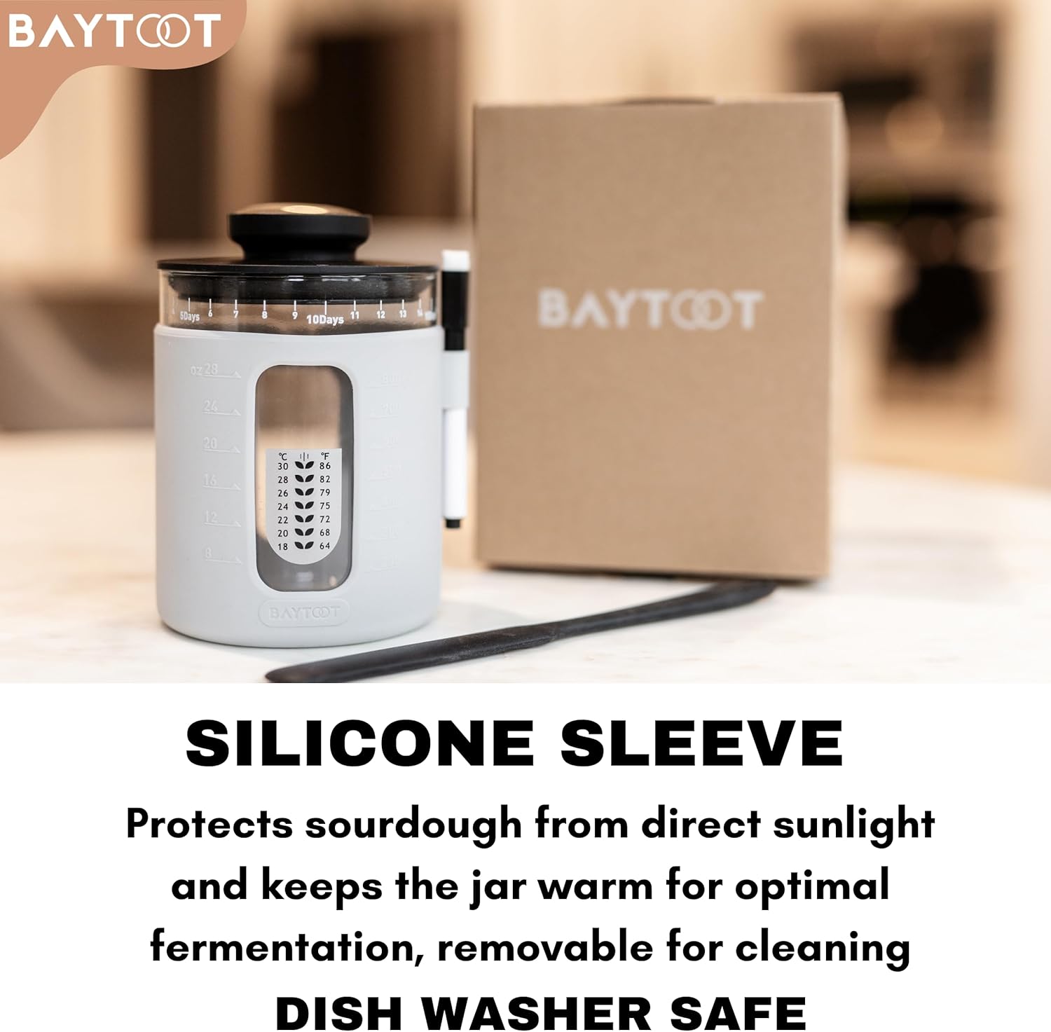 Baytoot Wide Mouth Sourdough Jar Starter Kit – 33 oz (Grey) - image from Amazon 6