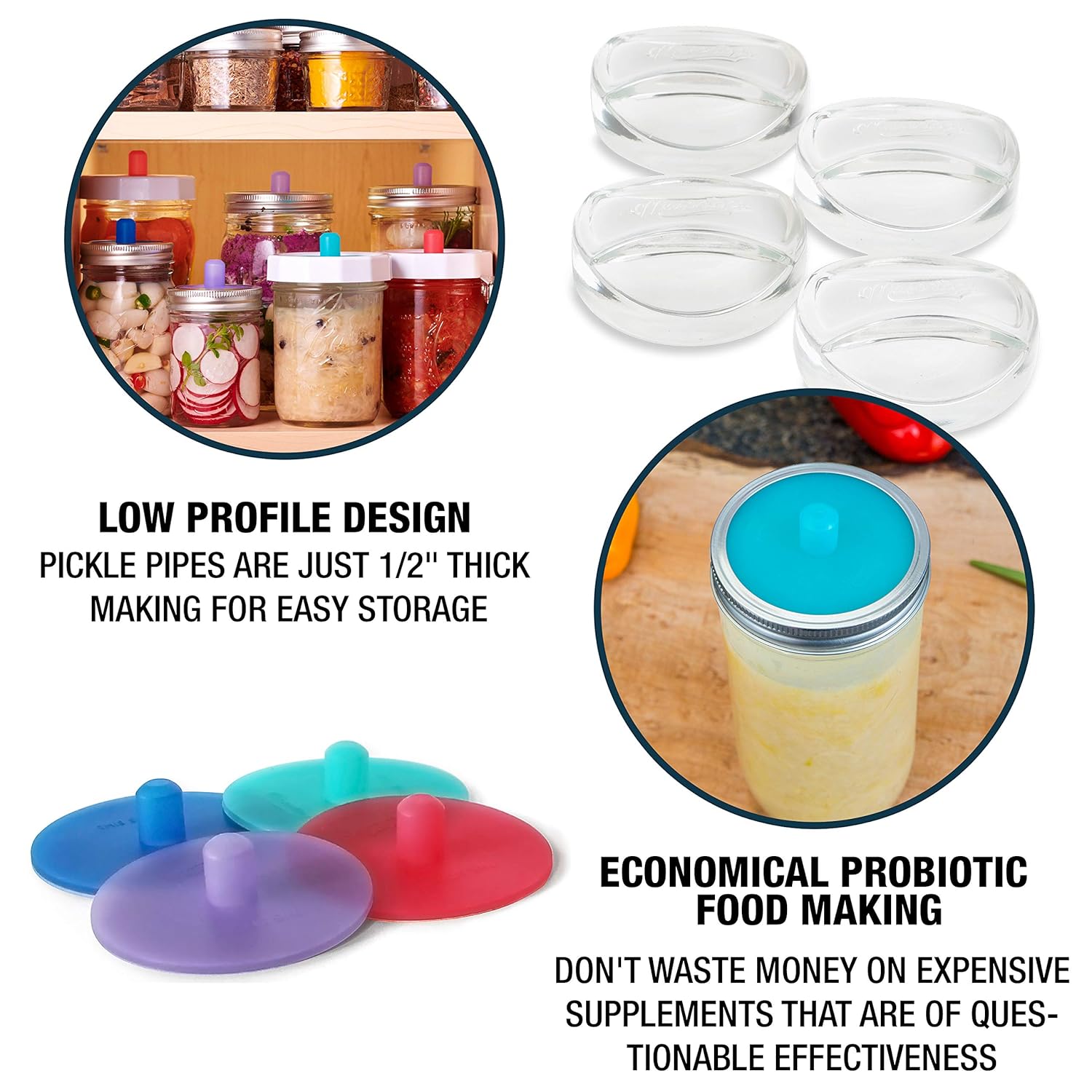 Masontops Pickle Pipes – Wide Mouth Mason Jar Fermenting Lids (8-Pack) - image from Amazon 4