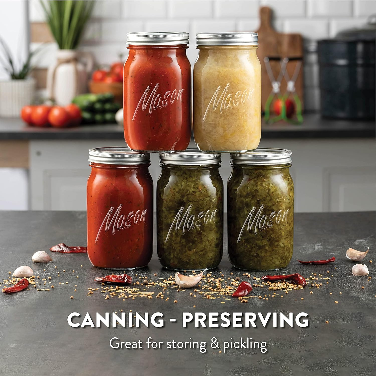 Paksh Novelty Wide Mouth Mason Jars 32 oz (4-Pack) - image from Amazon 2
