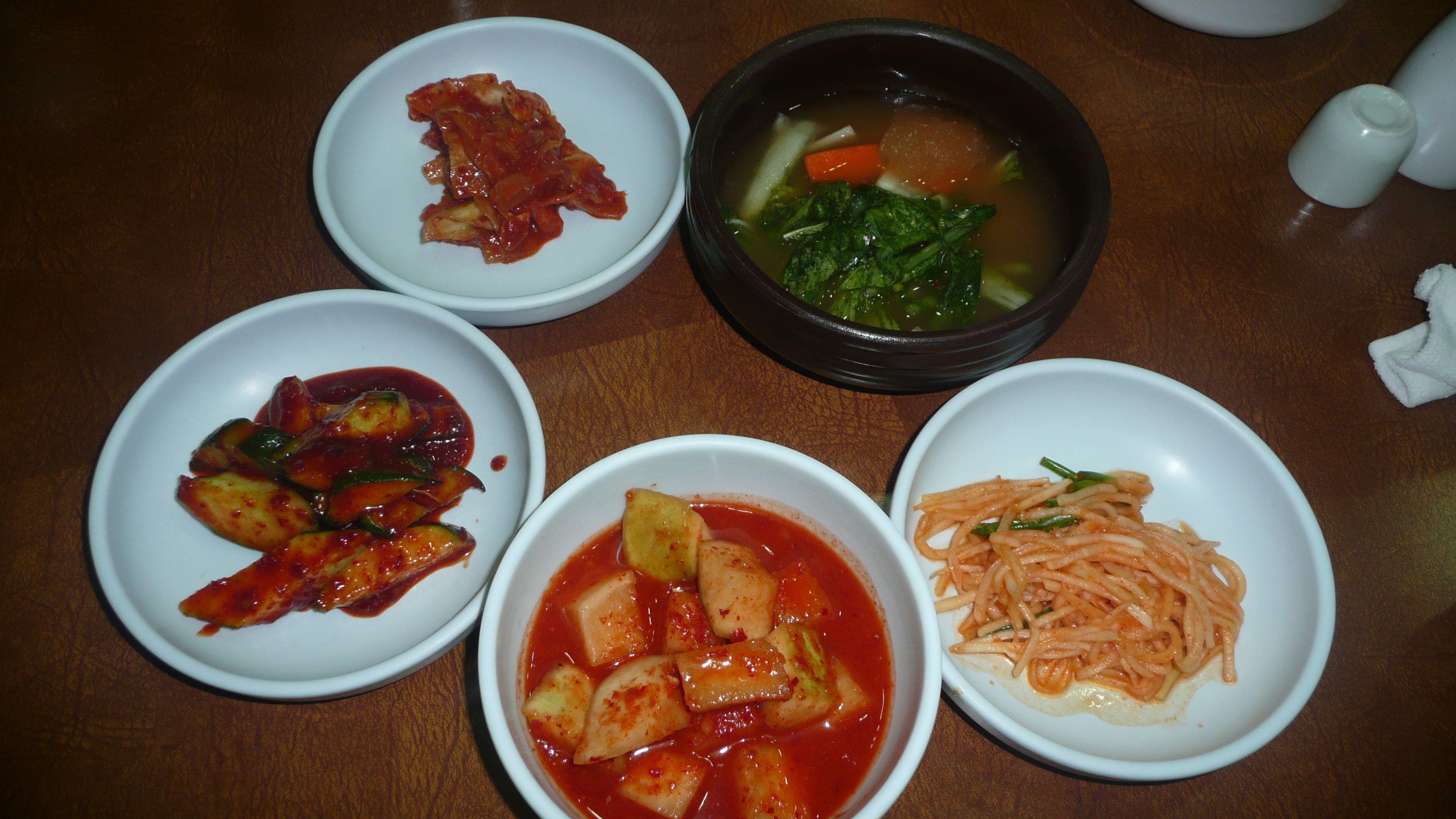 Five varieties of kimchi