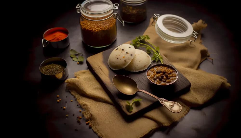 Traditional South Indian Idli (Fermented Rice Cakes) - full