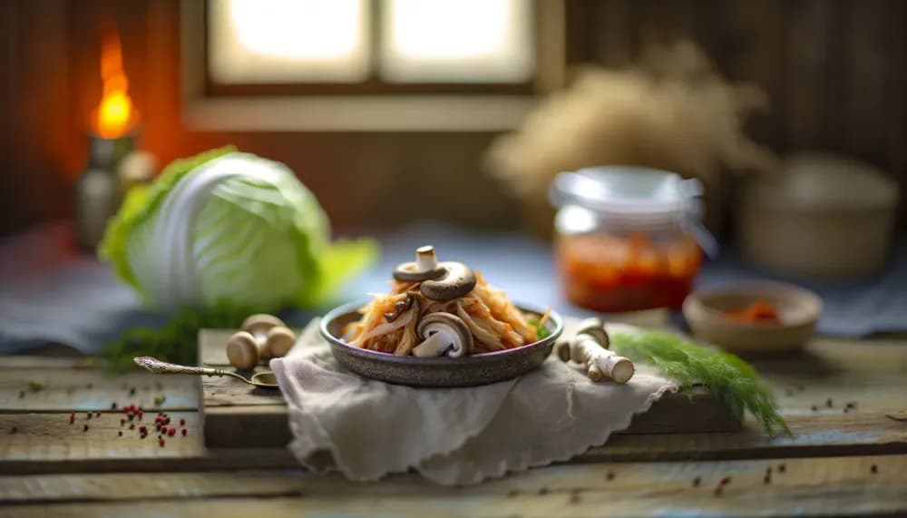 Wild Mushroom Kimchi with Fresh Ginger - full