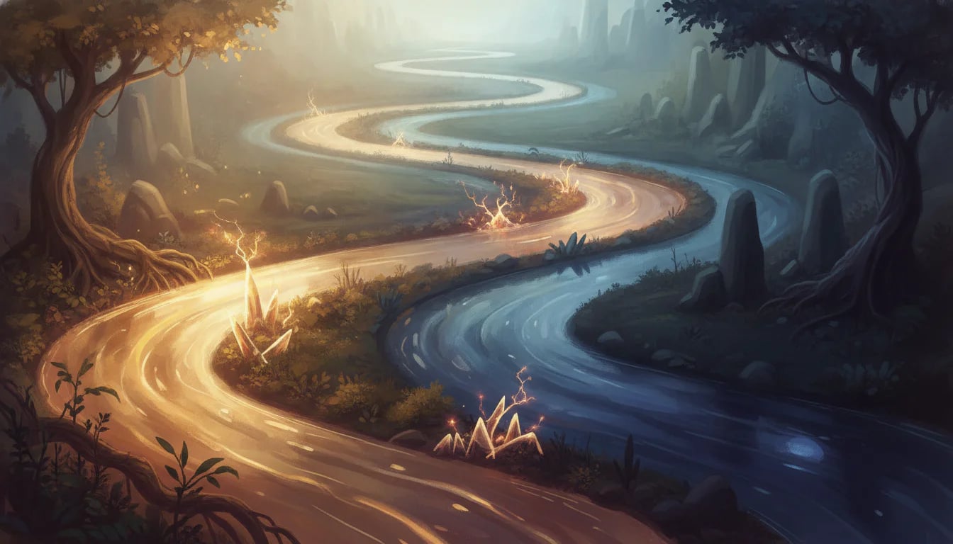 Abstract illustration of the three nervous-system states as three flowing paths of light